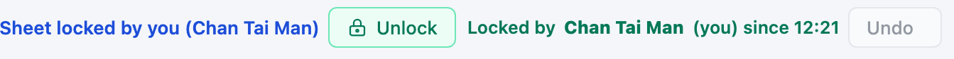 While you hold it: Locked by … (you) and the time you took it, with Save and Unlock beside it.